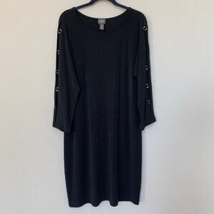 Chico's Travelers Collection stretchy midi sheath dress 3/4 sleeves unlined L